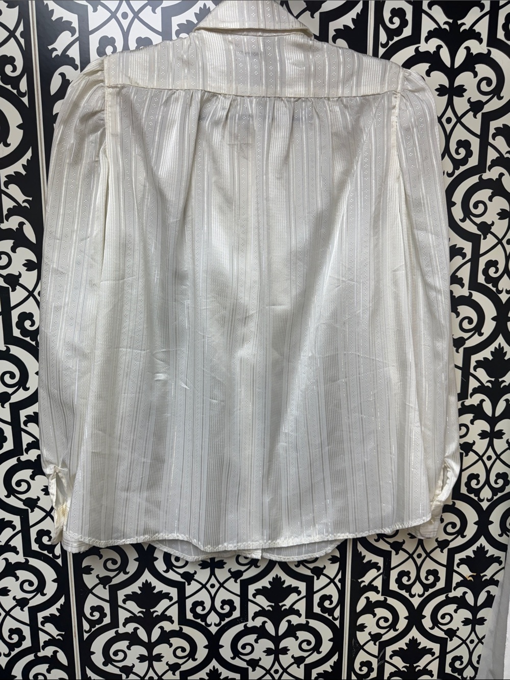 Ivory Ruffled Satin-Style Blouse with Statement Front - Picture 7 of 14